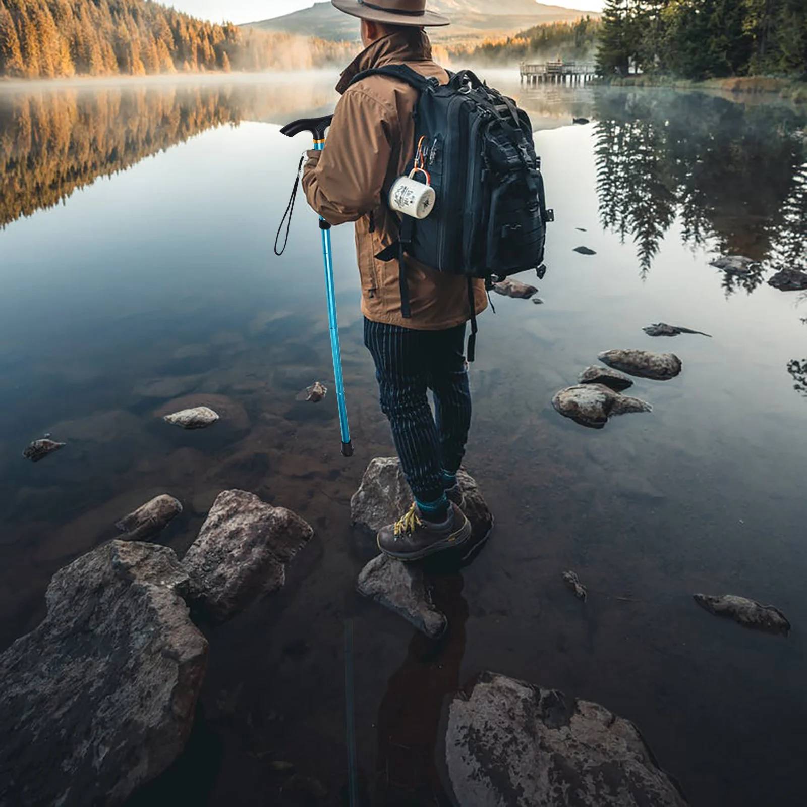 

Aluminium Alloy Foldable Adjustable Trekking Pole Hiking Stick Outdoor Alpenstock Portable Walking Stick Camping Climbing