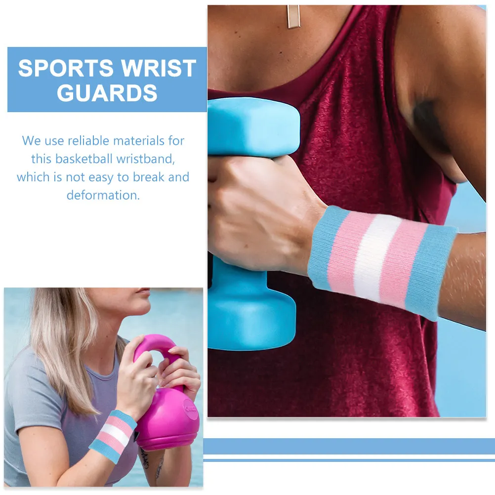 1Pair Sports Wristbands Sweat Absorbing Breathable Wrist Wraps Elastic Support for Cycling Running Basketball Fitness Training