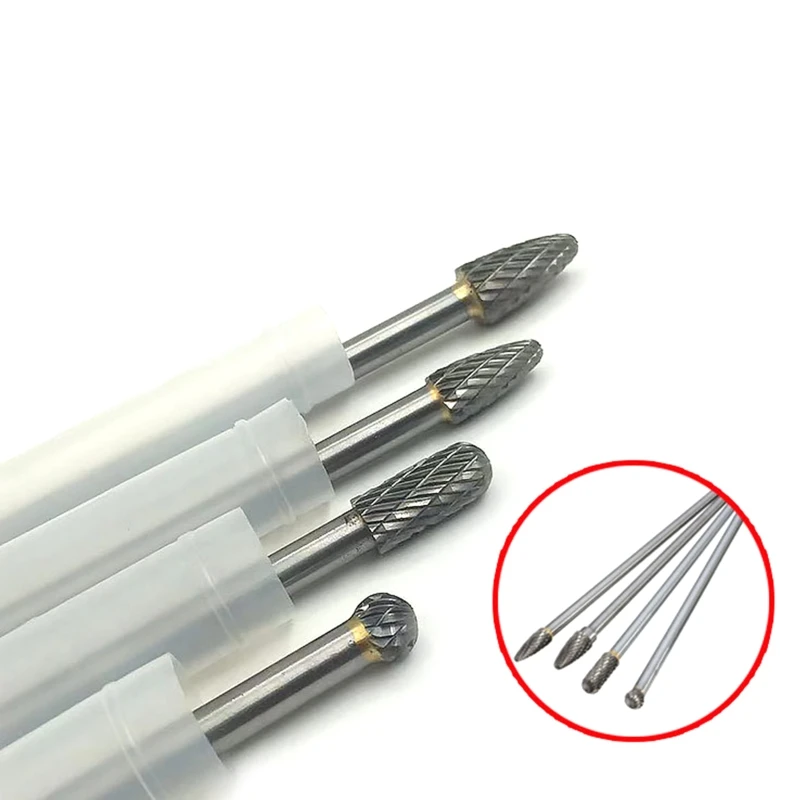 4 pezzi/set set lime rotanti in carburo tungsteno a doppio taglio adatto per utensili rotanti per lavorazione del legno