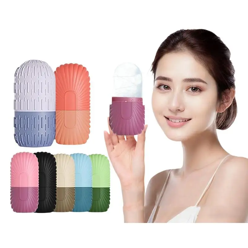 Ice Ball Facial Massage Tray with Silicone Mold, Face Lifting Contouring Ice Roller, Eye Care Pore Shrinking Beauty Tool