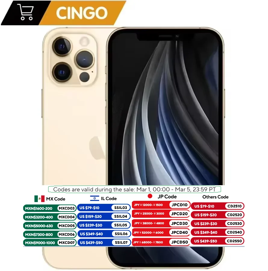 Originale iPhone 12 Pro 5G LTE 6.1 ''6GB e 128/256GB IOS Cellulare A14 Bionic Hexa Core Triple 12MP Telefono cellulare 12pro smartphone