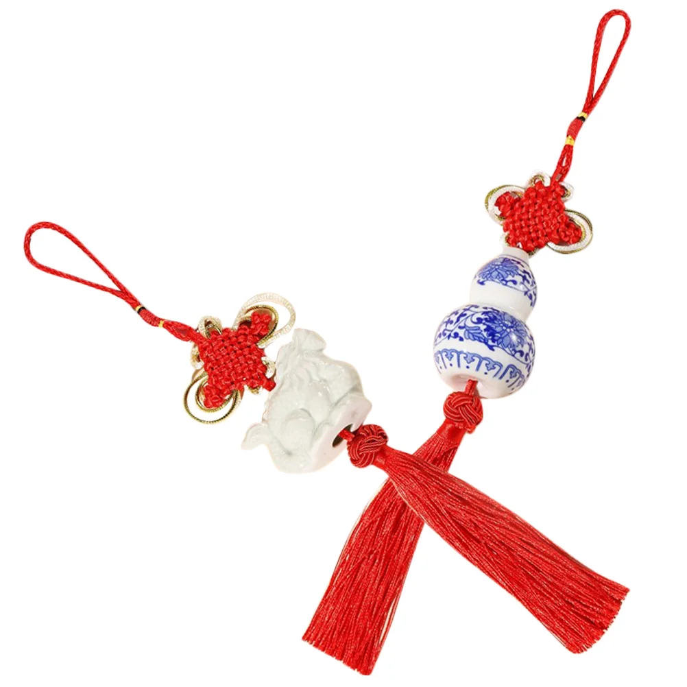 

2Pcs Vintage Ceramic Pendant Delicate Handicraft for Home Office Car Decoration Anniversary Gift Decorations Home