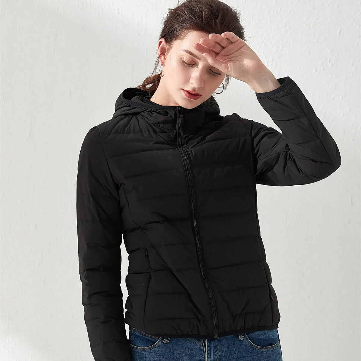 Nieuwe Lichtgewicht Vrouwen Capuchon Witte Eend Donsjack Slim Fit Draagbare Reizen Puffer Jas Vrouwen Winter Bovenkleding JK-075