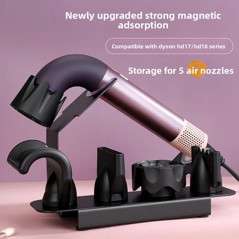 Black Metal Hair Dryer Stand Tabletop Organizer Soft Protective Pad Compatible Curved Storage At Home