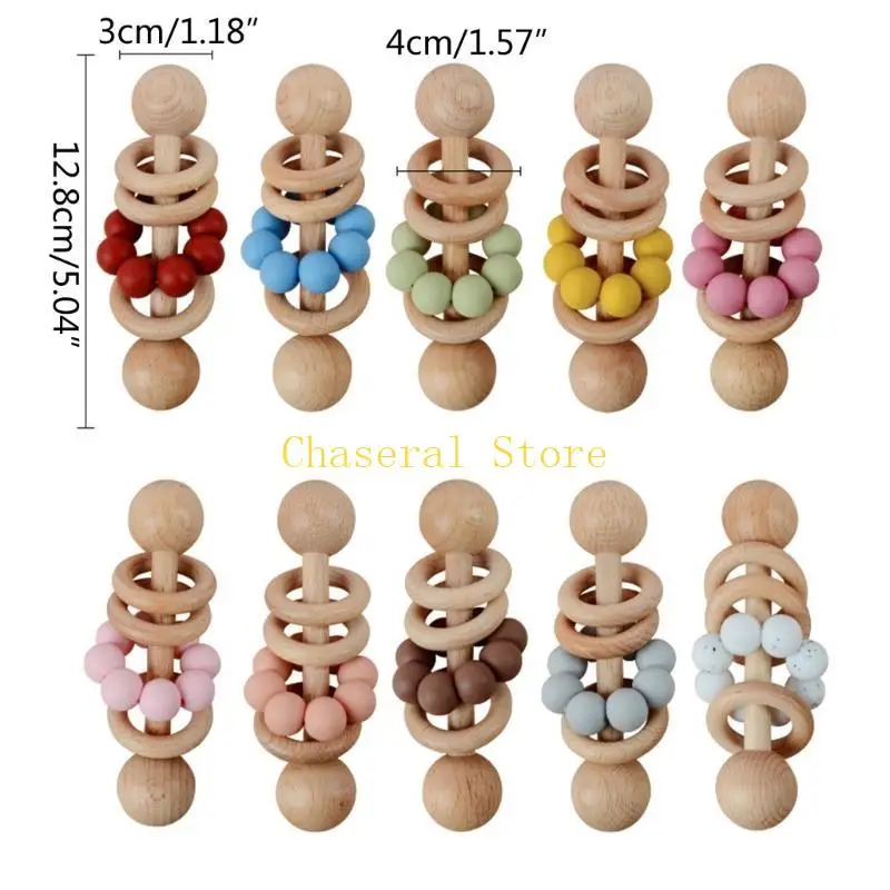 لعبة قبضة الأطفال الخشبية E7CE للرضيع نشاط حشرجة الطفل هدية حديثي الولادة