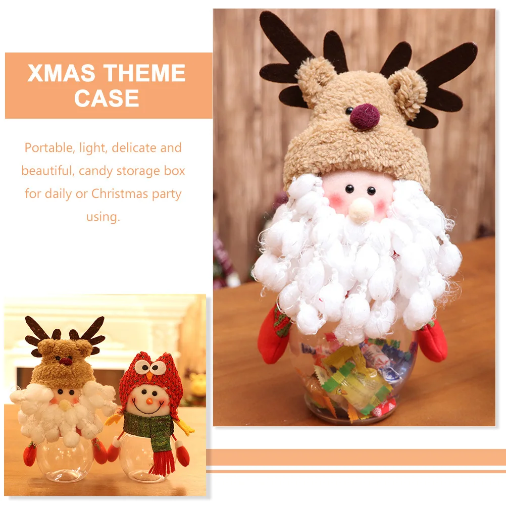 

2Pcs Christmas Decorations Cute Snowman Santa Clause Candy Jar Portable Gift Packaging Creative Xmas Theme Case for Chocolate