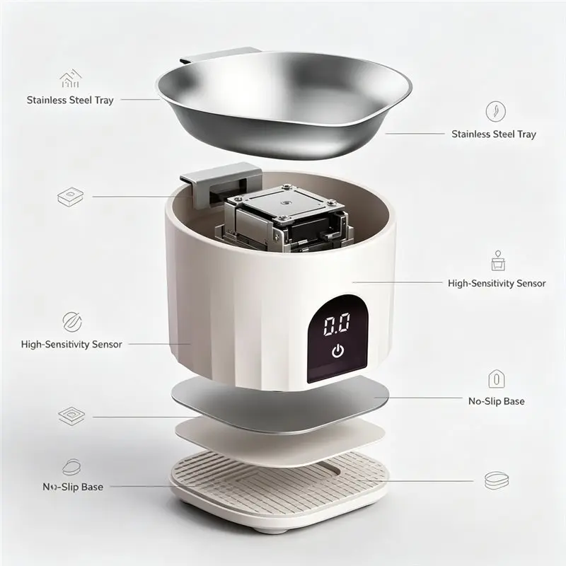 DTA4-Digital Coffee Scale With Precise Measurement For Espresso Machines - Electronic Bean Measuring Scale With Display Tray