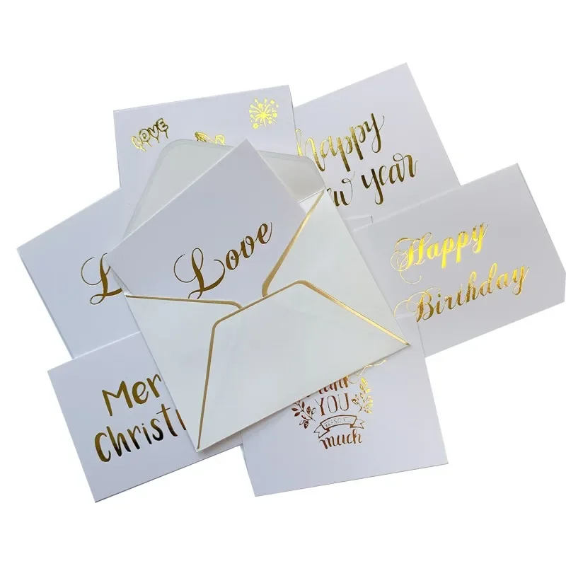 10set 10set White Greeting Card Message sales Decoration Wedding Bronzing Birthday Gift Box DIY Student Valentine\'s Day Envelope