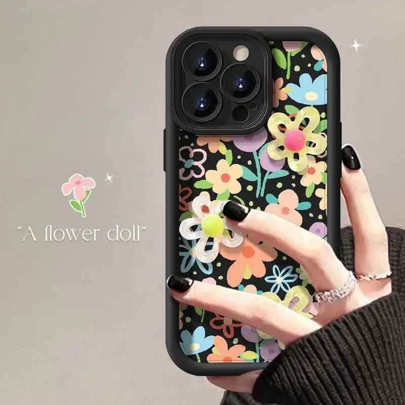 إنز حالة النمط الكوري مع نمط زهرة 3d ، جراب لـ xiaomi poco x3 pro f3 x5 x4 gt f5 f4 m3 m6 pro mi 11 lite 5g ne 12t 14 pro