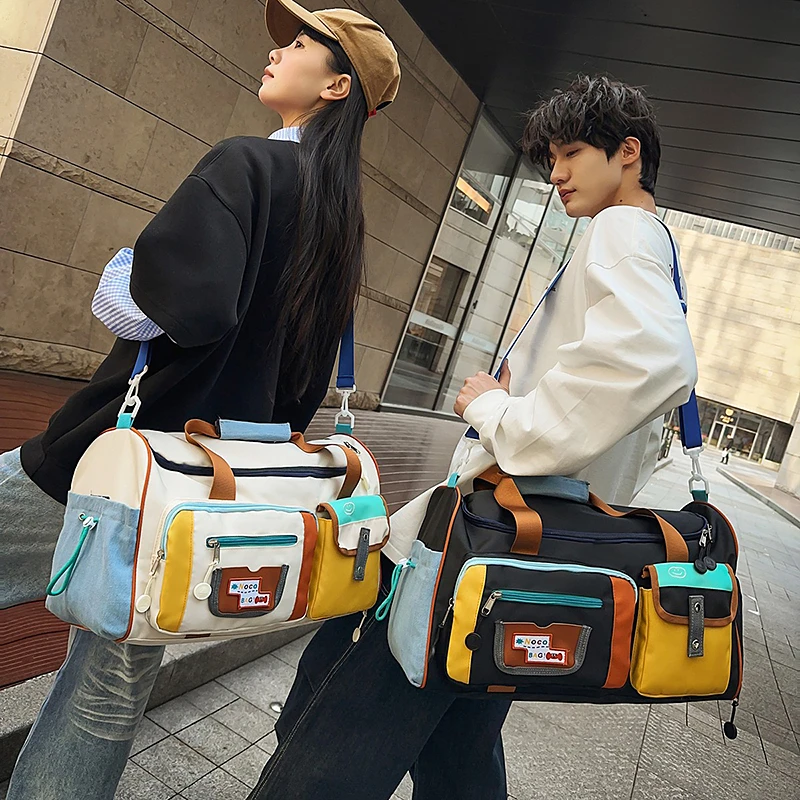 

Fashionable Colorblocking Travelling Handbag with Independent Shoe Compartment Large Capacity Multi-pocket Luggage Bags