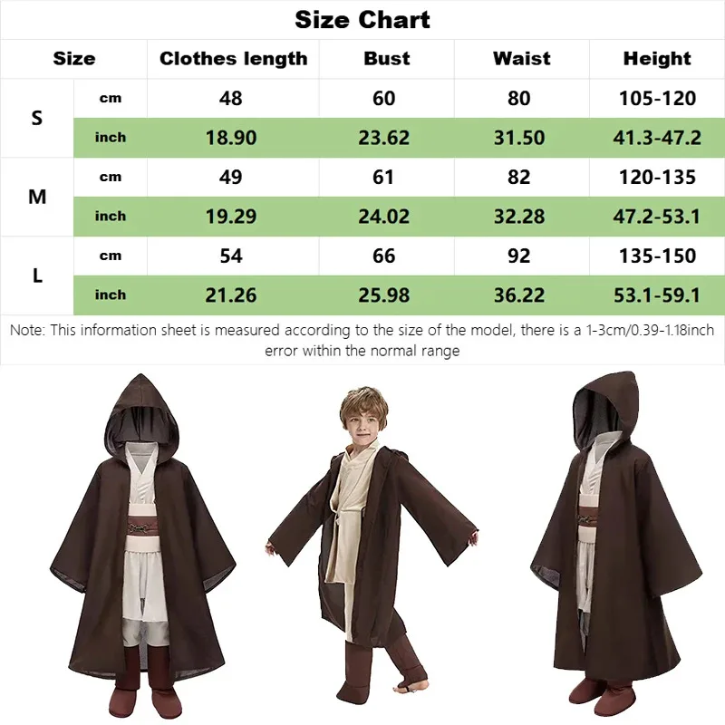 ☆ ☆ أزياء النجوم والحرب لعام 2025 للأطفال أزياء جيدي المحارب التأثيرية عباءة بقلنسوة زي موحد للهالوين الاسمية الجديدة s5g7epp ❤