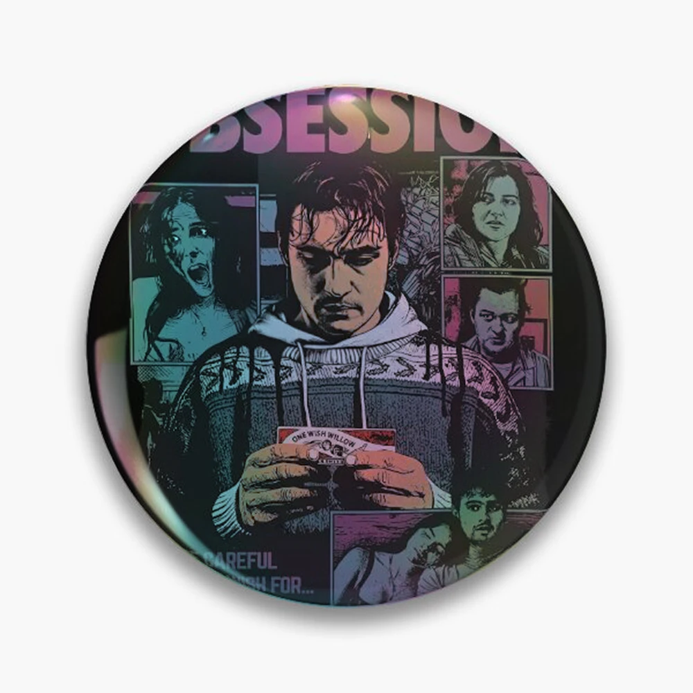 Obsession Movie Horror Film Pin Holographic Star Heart Pin Brooches Laminated Button Fashion Accessory