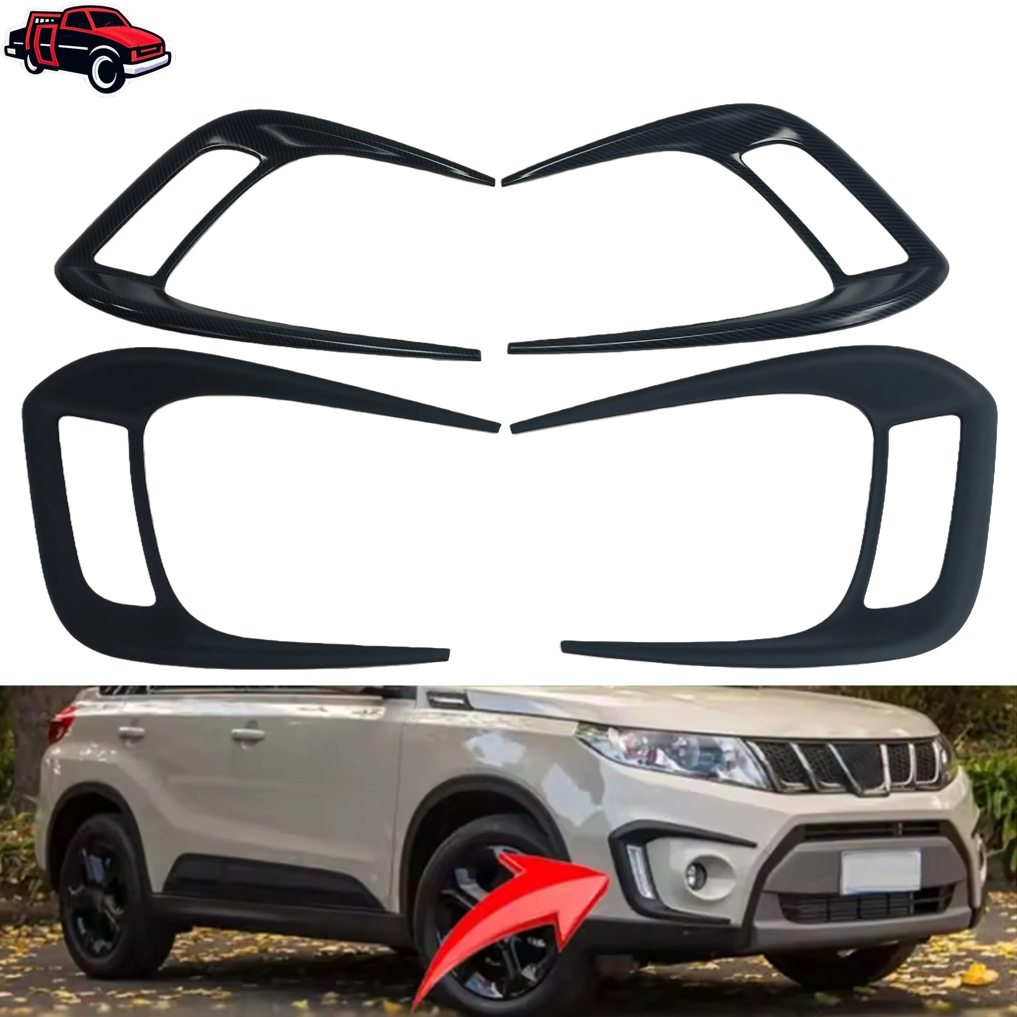 Car Front Fog Light Lamp Cover Garnish Strip Eyebrow Trim Decorative Sticker Part For Suzuki Vitara 2016 2017 2018 2019 2020