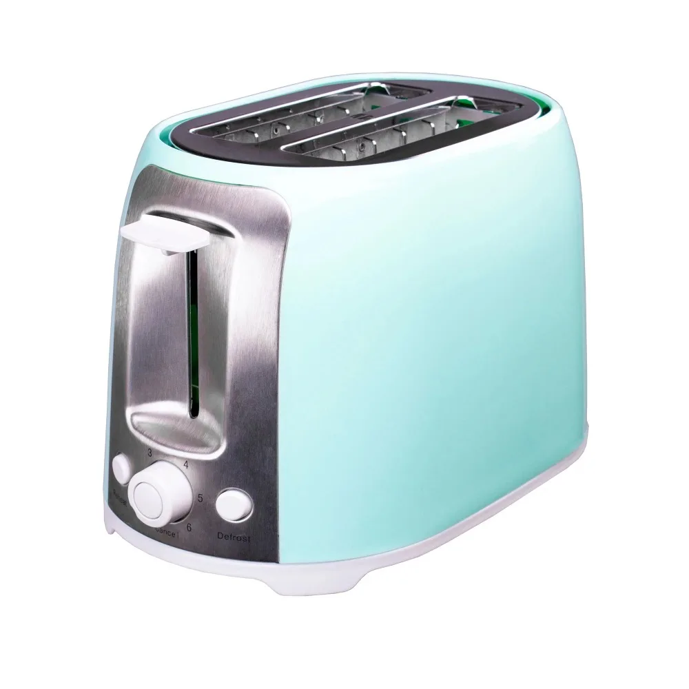 Cool Touch 2-Slice Toaster, Slots Extra Wide, 6-Setting, Browning Knob, Reaquecer, Descongelar, Cancelar Botões, Azul