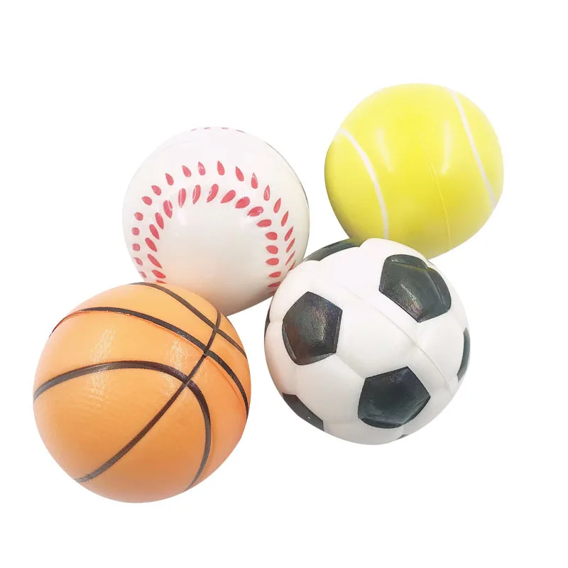 12Pcs Fun PU Foam Soft Balls Anti Stress Ball Relief calcio calcio basket Baseball Tennis spremere giocattoli per bambini adulti