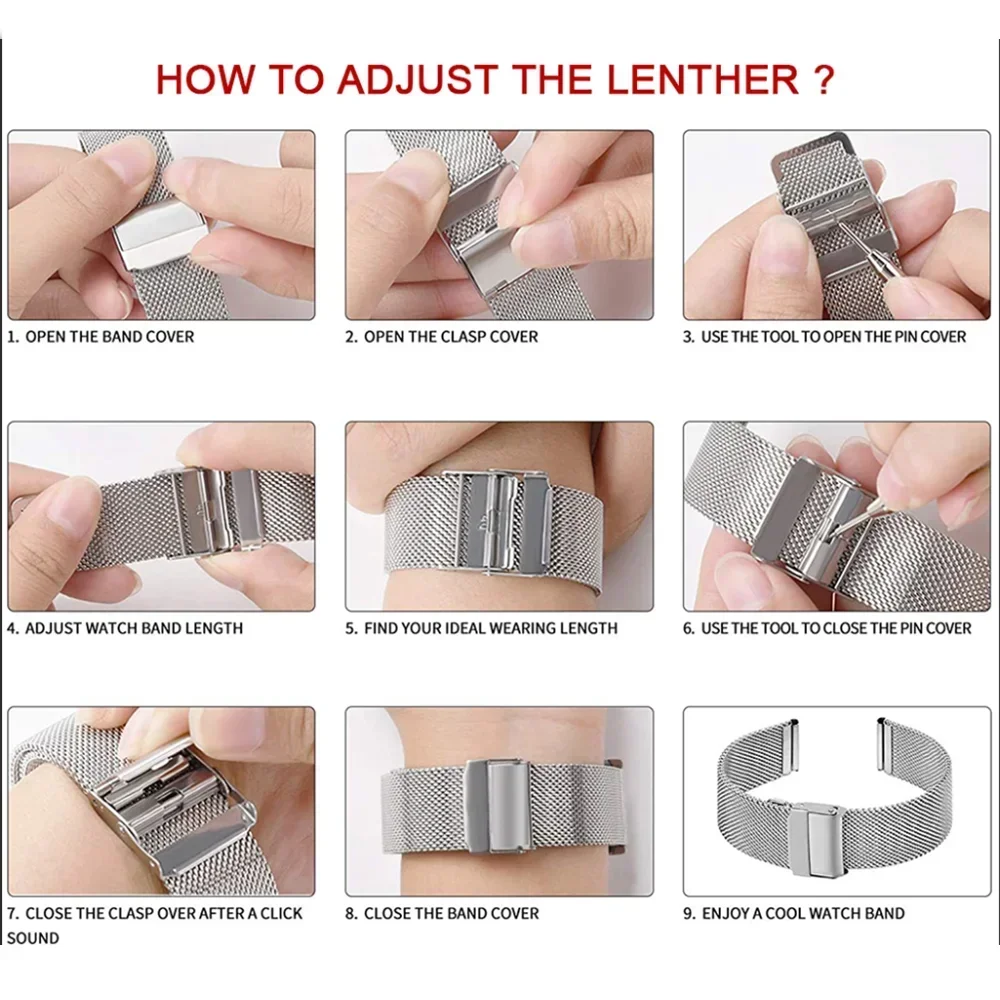 0.6MM Mesh Milanese Watch Strap 12/14/16/17/18/19/20/21/22/24mm for Seiko for DW Steel Watch Band Men Women Universal Bracelet