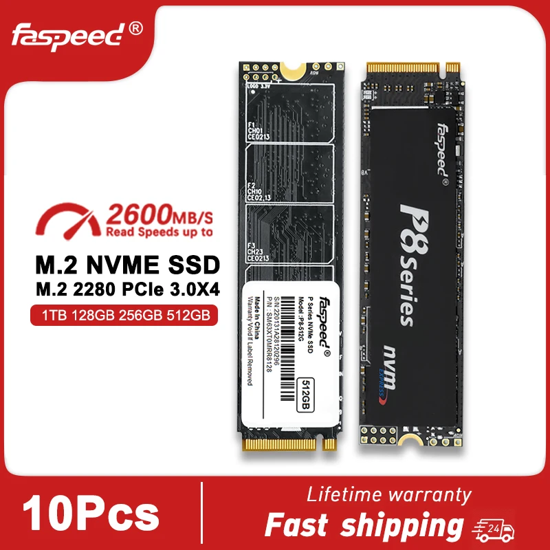 

10Pcs Faspeed M2 NVME SSD 256GB 128GB 512GB 1TB Solid State Drive M 2 2280 PCIe 3.0X4 Hard Disk For Desktop Laptop PC HDD 128 GB