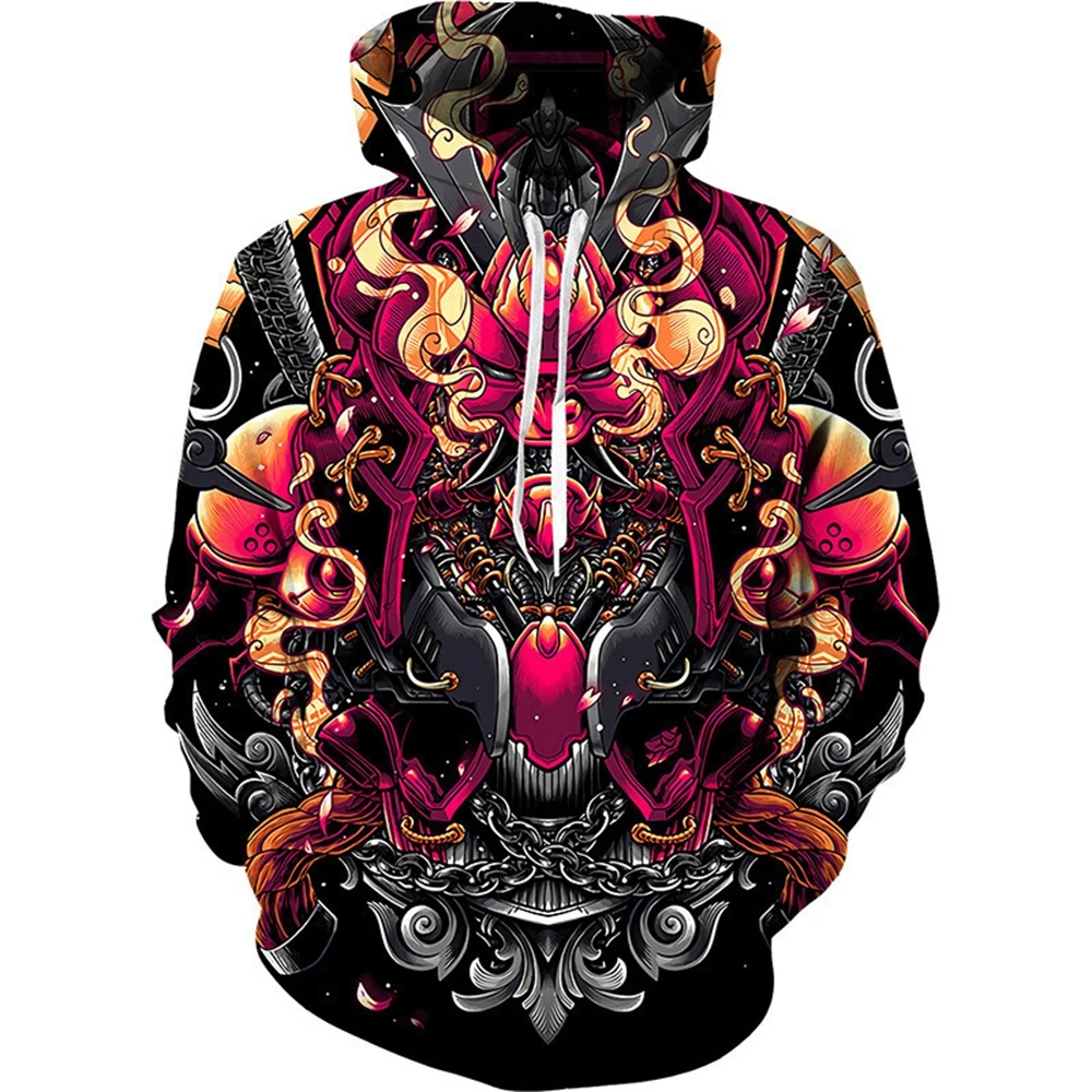 3D Samurai Printing Hoodies for Men Armor Templar Graphic Hooded Hoody Fashion Cool Sweatshirts Winter Clothing Top Pullover