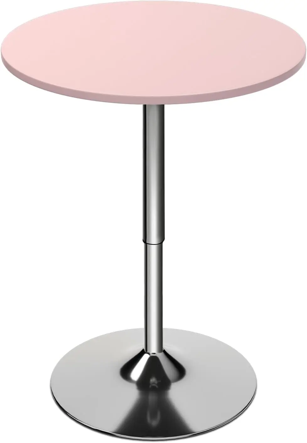 Round Adjustable Height Bar Table,, 360° Swivel MDF Top Pub Table for Dining, Café, Cocktail, Pink