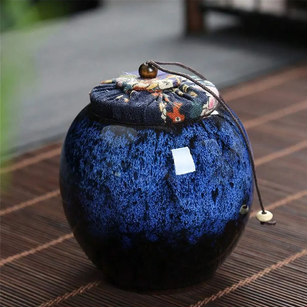 Ceramic Tea Caddy Sealed Storage Jar Small Tea Box Food Candy Food Container Portable Tea Organizer Decorative Jar