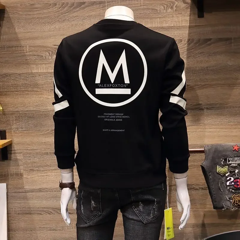 Golf Fashion Round Neck Splicing Printed Letter Sports Shirt for Men's 2024 Spring New Loose Full Korean Style Sports Shirt