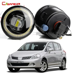 Cawanerl Car LED Fog Light Angel Eye DRL Daytime Running Lamp H11 For Nissan Tiida Latio Versa Hatchback C11x 2007-2012