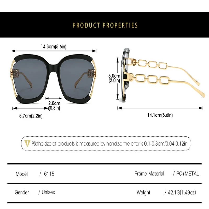 Europe And The United States New Metal Hollow-out Chain Leg Sunglasses Cross-border Fashion Trend Street Catwalk Sunglasses