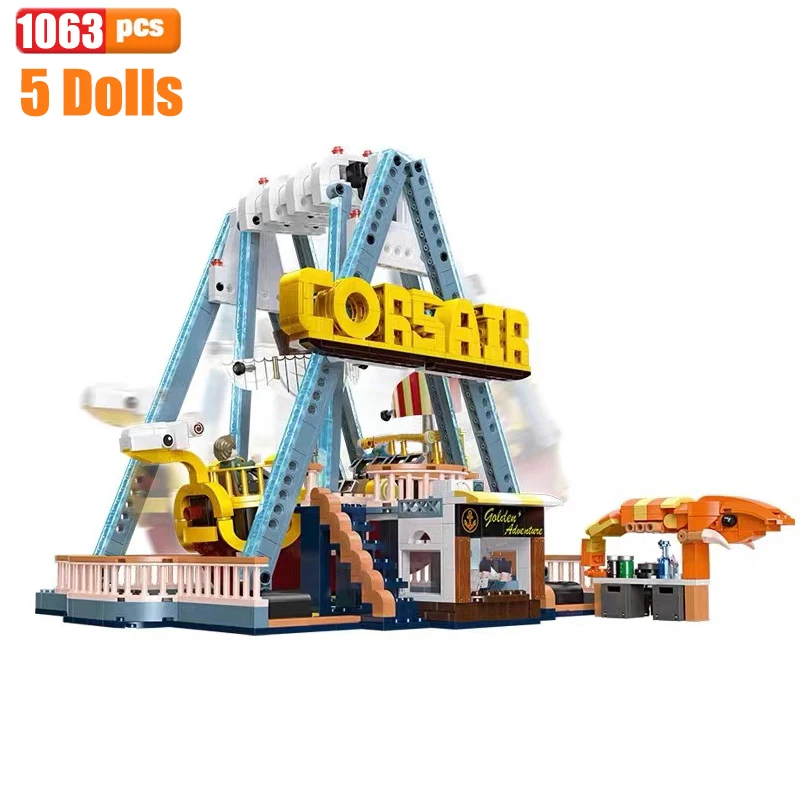 Ideas Pirate Park Building Blocks City Amusement Park Roller Coaster Bricks Model Creative Expert Toys For Kid Xmas Gift MOC