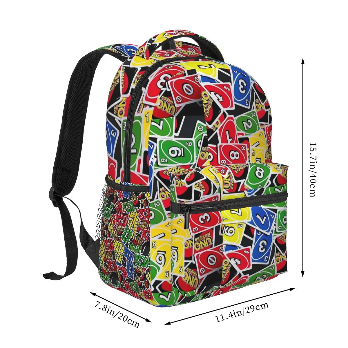 Uno Playing Cards Express - Pattern Backpack Student Boys Girls BookBag Children School Bag Laptop Shoulder Bags for Men Women