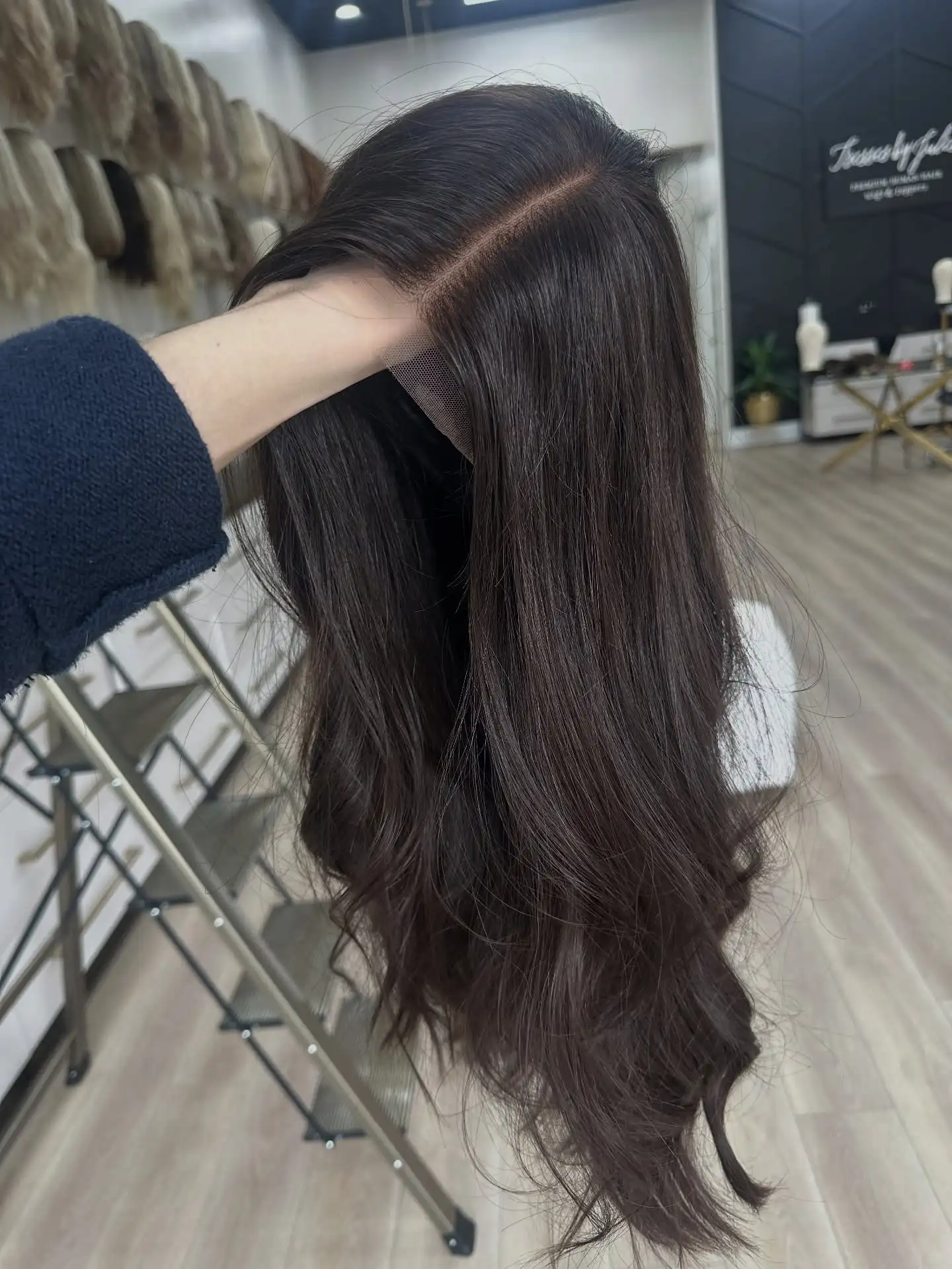 Dark Wigs Body Wave Synthetic Lace Frontal Wigs Long Length Loose Wave Realistic Look Natural Hairline Daily Party Cosplay Wigs