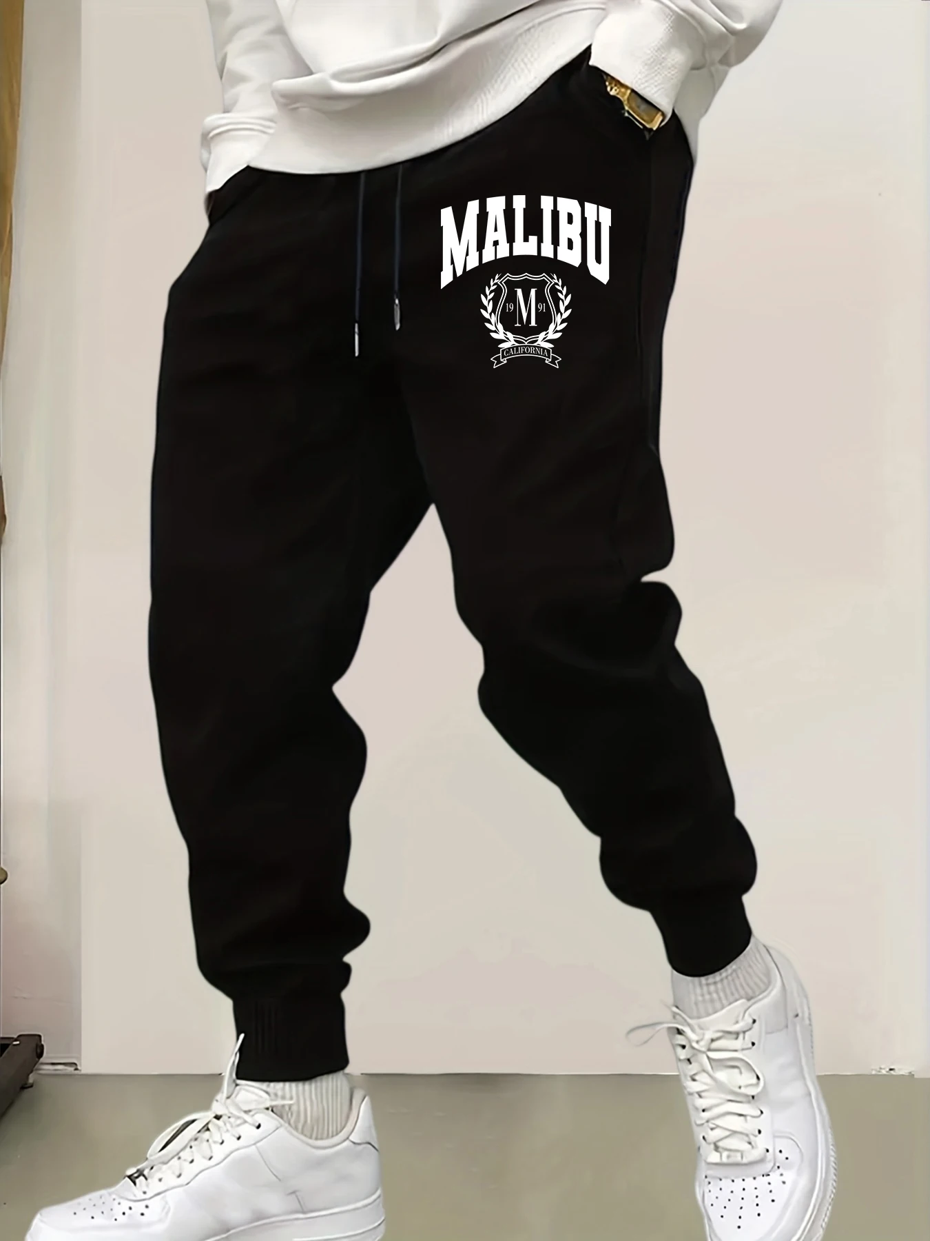 

Malibu Beach Print Mens Sweatpant Soft Jogging Britches Y2K Fashion Long Pants Casual All-Match Trousers Autumn Sportswear