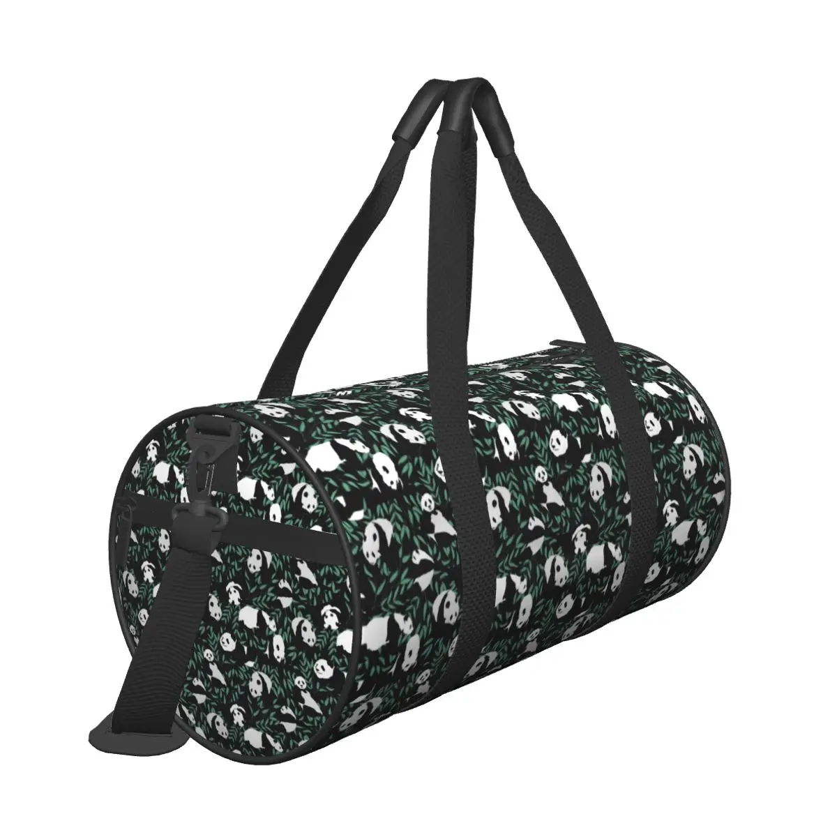 Gym Bag Cute Panda Sports Bag Gym Accessories Green Leaves Print Couple Oxford Design Handbag Novelty Travel Fitness Bag