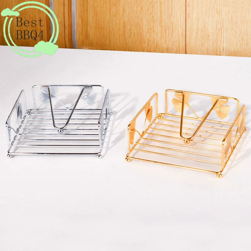 (BBQ4)Rustic Metal Napkin Holder Square Paper Organizer For Kitchen Home Restaurant Cafes - Tabletop Decorative Napkin Holder