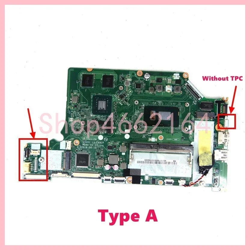 LA-E892P With i3 i5 i7 CPU V2G GPU 0GB/4GB-RAM Mainboard For ACER Aspire A515-51G A615-51G A315-53G A517-51G Laptop Motherboard