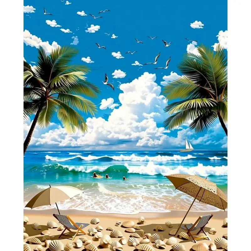 

GATYZTORY Seaside Paint By Numbers DIY Drawing By Numbers Scenery Number Painting Crafts Paint Kit for Beginner