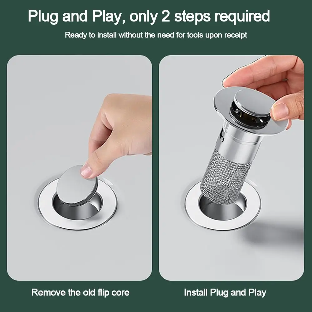 Anti-clog Floor Drain Filter Mesh Stainless Steel Multifunctional Washbasin Bounce Core Hair Trap Pop Up Drain Filter