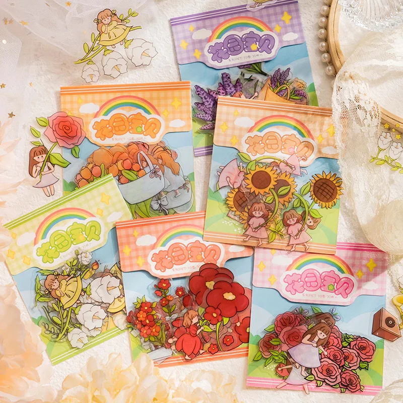 30Sheets PET Sticker Bag Garden Baby Series Cartoon Illustration Hand Account Decorative Materials Stationery Stickers