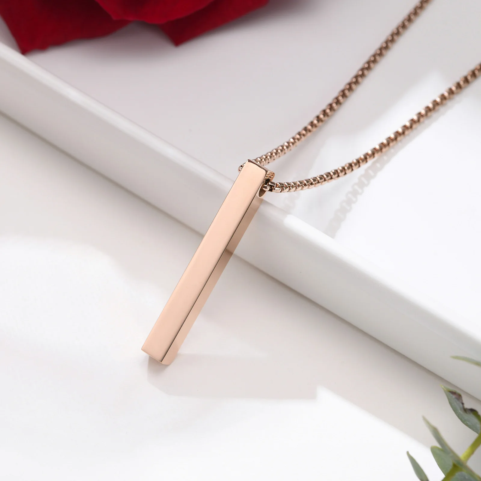 Vnox 5 mm Säulen-Halskette für Männer und Frauen, 3D-Stab-Anhänger aus Edelstahl, minimalistisch, schlicht, lässig, Unisex-Halsband