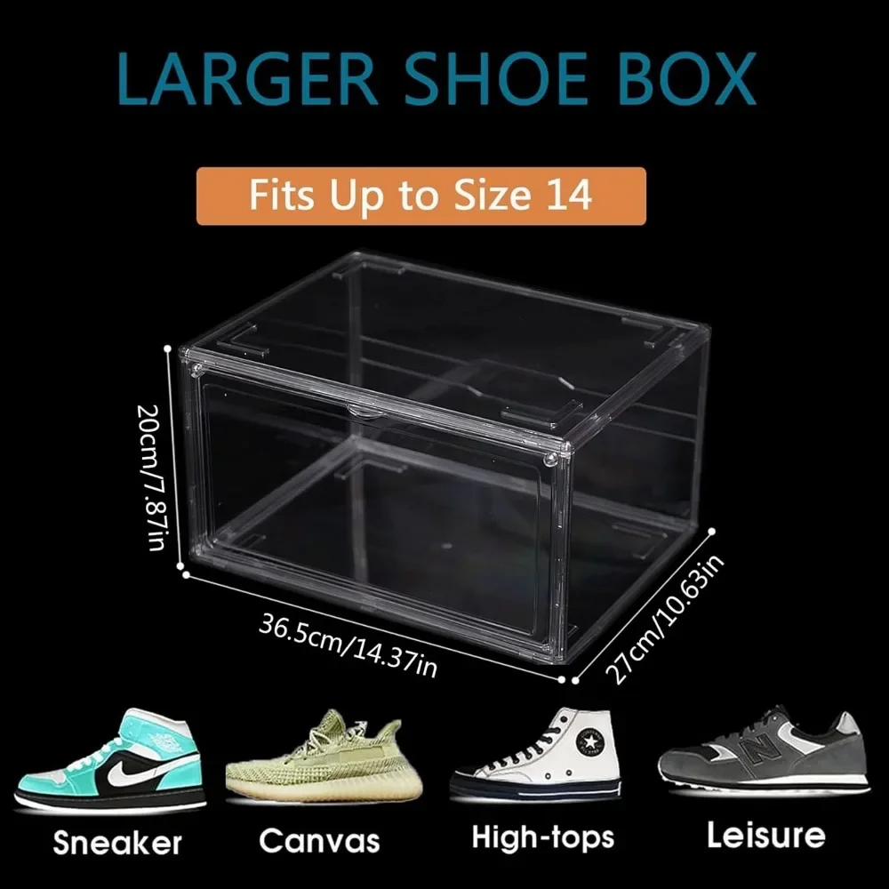 12 Pack Shoe Boxes Shoes Organizer Magnetic Side Open Shoe Organizer Case For Man and Women Furniture Shoerack Rack Living Room