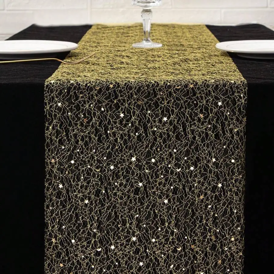 

CX light luxury star dot table flag, gold bronzing star moon pattern dining table table flag tablecloth