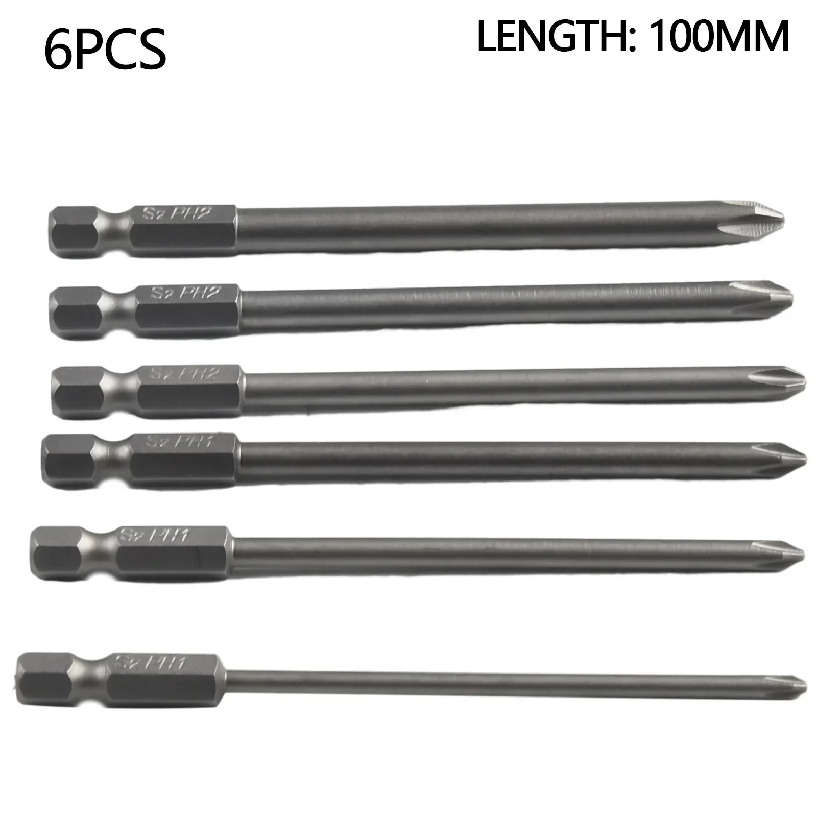 6 Pcs/Lot Hex Cross Head Screwdriver Bits Hex-Shank Electric Long Screwdriver Bit Set Drills Kit HandTool Accessories 6*100