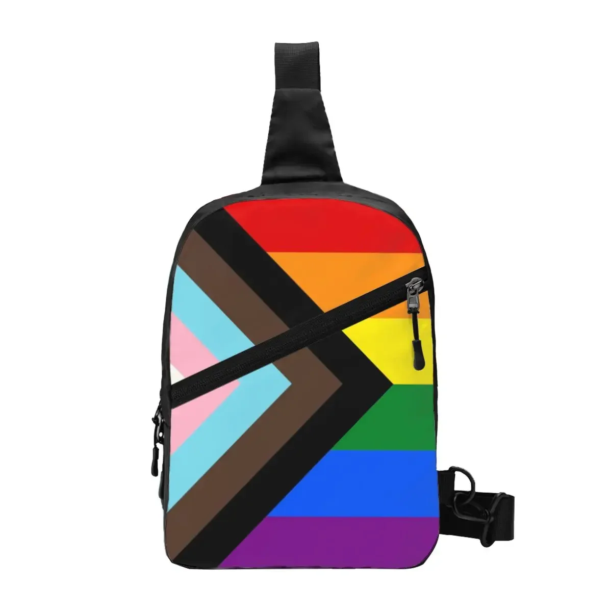 Cool LGBT Progress Pride Flag Crossbody Sling Backpack Men Gay Pride Shoulder Chest Bag for Traveling