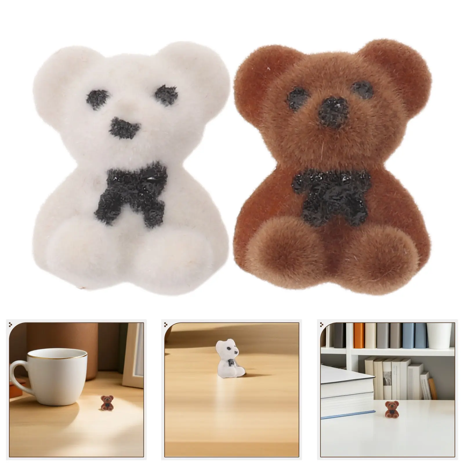 24Pcs Mini Flocked Bear Keychain Small Stuffed Animal Bulk for Birthday Christmas Party Favor DIY Bear Decoration Baby Shower