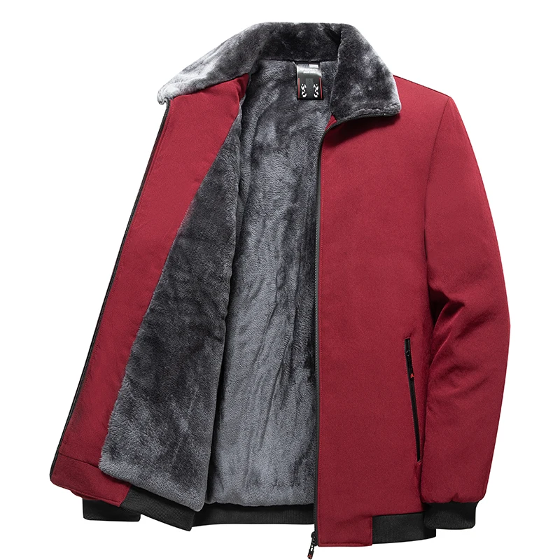 Thiened down Jaet Men's Winter Coat Warm Fluffy Cotton Clothes Middle-Aged Dad Sle Outerwear Busin Gentleman Sle