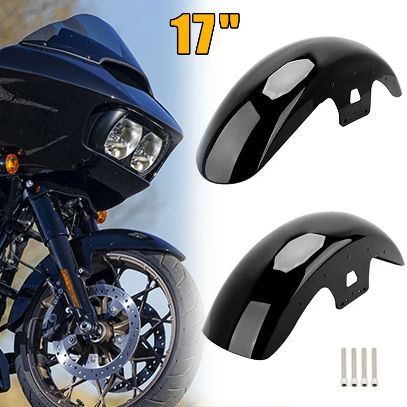 

Motorcycle Front Mudguard Fender Cover Protector Gloss 17" For Harley Touring Road King Street Glide 2014-up