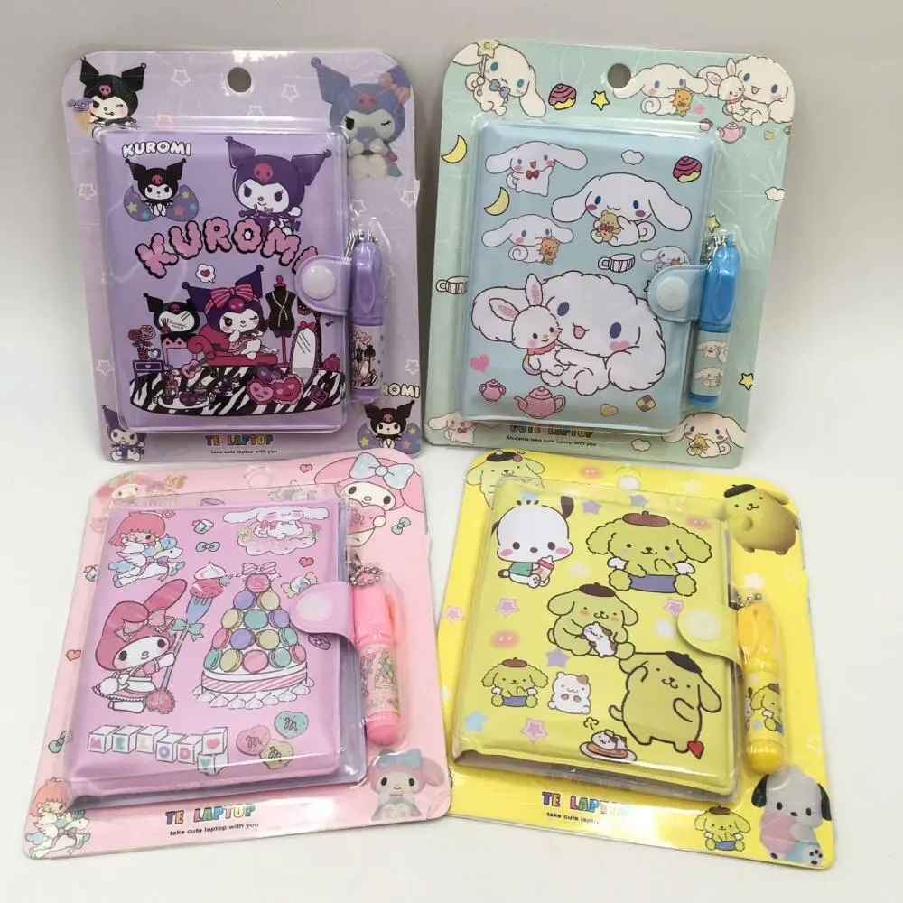 Sanrio Mini Notebook Suit Cartoon Kuromi Cinnamoroll Color Printing Portable Notebooks Stationery Give Away A Ballpoint Pen