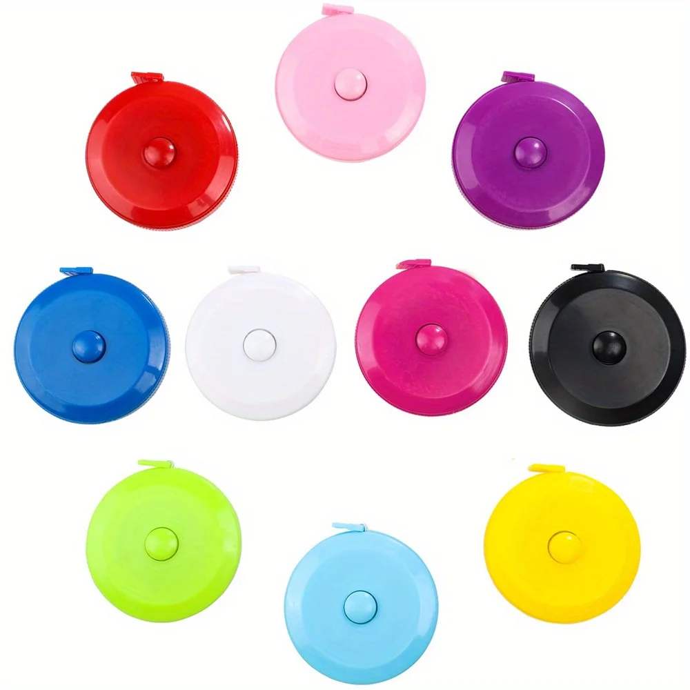 10 unids/pack cinta métrica, cinta métrica para medidas corporales retráctil, 60 pulgadas 1,5 metros, botón pequeño de doble cara