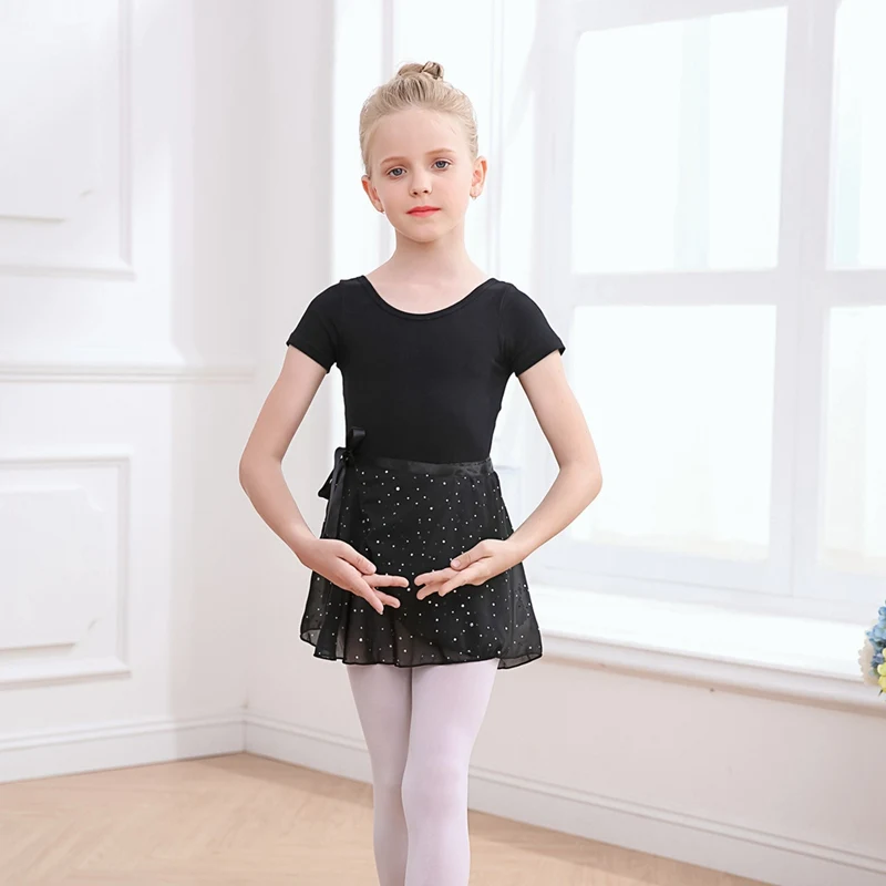 Girls' Ballet Tights Toddler Short Sleeve Dance Dress Set with Detachable Tie Combination