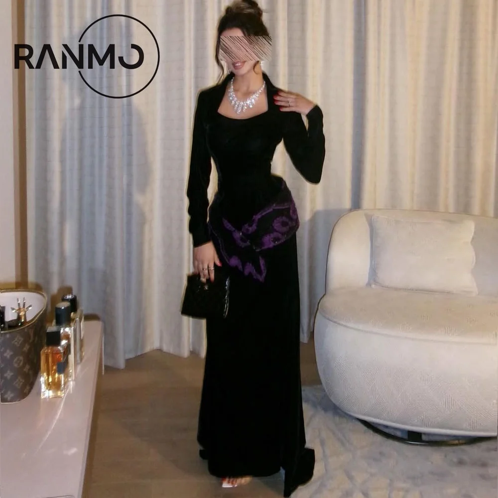 

Ranmo Exquisite Mermaid Evening Dress 2026 New Black Flowers Beaded فساتين سهرات Floor-Length Customized Full Sleeve