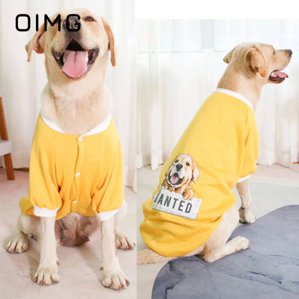 

OIMG Winter Warm Medium Large Dogs Clothes Golden Retriever Labrador Samoyed Yellow Fleece Pet Dog Sweater Print Big Dog Costume